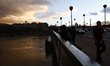A general view along the rain-swollen River Seine as water levels increased on January 26,...