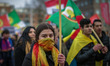 Kurdish activists take parte during In Solidarity Afin demonstration against the ongoing...
