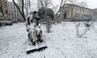 Snow falls in Paris on the Jardin des Plantes and the National Museum of Natural History i...