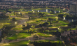 An evening view of a golf course near Dubai Media area, seen from the Media One Hotel. On...