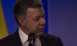 Colombia's President Juan Manuel Santos during a press conference after a meeting at the p...