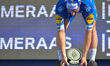 Italy's Elia Viviani from Quick-Step Floors Team receives the Stage 5 winner’s trophy, aft...