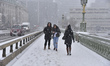 View of Westminster area during a heavy snowfall, London on February 28, 2018. Londoners w...