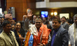 Krishna Bahadur Mahara wave hand towards media after unanimously elected speaker of the Ho...