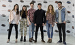  (L-R) OT Singers Ana Guerra, Aitana Ocana, Roi, Alfred, Miriam and Luis Cepeda present th...