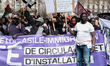 About 500 asylum seekers demonstrrate in Paris against the immigration bill of the Ministe...