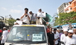  Indian Muslim activists hold placards during a protest calling for justice following the...