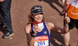 Katherine Switzer at the finish line during the Virgin Money London Marathon in London, En...