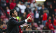 Benfica's coach Rui Vitoria reacts during the Portuguese League football match between SL...