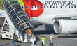 A view of TAP Air Portugal bording plane, the flag carrier airline of Portugal at Cristian...