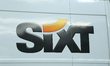 The logo of the European multinational car rental company Sixt is seen in Munich. 