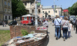 Antique and books flea market is seen in Lviv, Ukraine on 1 May 2018 On the small square n...