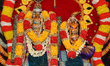 Adorned idols Lord Shiva and Goddess Parvati during the Siva Parvathi Kalyanotsavam Festiv...
