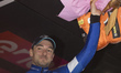 Blue jersey celebrates on the podium  Winner stage 17  Elia Viviani Quick-Step Floorsdurin...