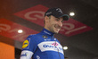 Blue jersey celebrates on the podium  Winner stage 17  Elia Viviani Quick-Step Floorsdurin...
