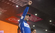Blue jersey celebrates on the podium  Winner stage 17  Elia Viviani Quick-Step Floorsdurin...