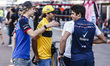 55 Carlos Sainz from Spain Renault Sport F1 Team RS18 talking to 18 Lance Stroll from Cana...