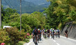 British cyclist Thomas Steward from JLT Condor Team leads the peloton during Minami Shinsh...