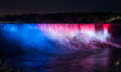 Niagara Falls is seen illuminated from Niagara Falls, Ontario, Canada on May 25, 2018. The...