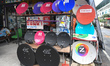 Satellite dishes on display for sale in a local shop in Ayutthaya city center.On Saturday...