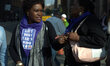 A person, outside of the Labour Party conference in central Manchester, protesting against...