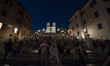 Piazza di Spagna and in the background the monumental stairway of 136 steps of Trinità dei...
