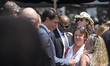 Prime Minister Justin Trudeau talking to the residents at the memorial to the victims of D...