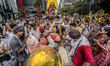 People participate in the annual Hindu festival "Ratha Yatra", in Sao Paulo, Brazil, on Au...