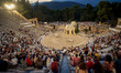 A general view is pictured ahead the performance at the ancient theater of Epidaurus , in...