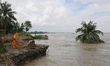 River erosion seen in the bank of Padma river in Shariatpur, near Dhaka, Bangladesh on Aug...
