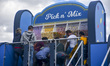 A free candy shop pop up is pictured at the observation point at London' Southbank as part...