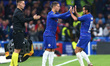 London, England - October 04:L-R Chelsea's Eden Hazard and Chelsea's Pedroduring UAFA Eu...