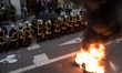 Rhône firefighters are demonstrating in Lyon, France, on 5 November 2018, to demand more h...
