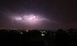 Lightning strikes on November 16, 2014 over the Gaza  town skyline during a thunderstorm e...