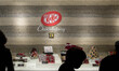 The KitKat logo is displayed at the KitKat Chocolatory Ginza store, operated by Nestle SA,...
