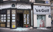 Damaged shops in Paris. Clashes and vandalism which have resulted in thousands of arrests,...