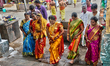 Tamil Hindu bride and groom arrive with their families for their wedding at the Tirupparan...