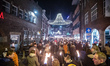 Fakkeltocht or Torchlight procession in Christmas Eve for Peace in Eindhoven city, The Net...