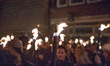 Fakkeltocht or Torchlight procession in Christmas Eve for Peace in Eindhoven city, The Net...