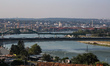 Bridges and the river view from the Fortress in the capital of Serbia, Belgrade, that are...