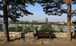 People gazing the view of the river in the Fortress in the capital of Serbia, Belgrade, th...