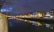 A night view of Dublin quays along the north bank of the River Liffey.On Friday, January...
