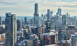 Elevated view of buildings in the city of Toronto, Ontario, Canada. 