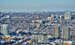 Elevated view of buildings in the city of Toronto, Ontario, Canada. 