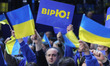 Participants hold banners and flags in support of Yulia Tymoshenko, the Ukrainian politici...