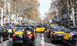 Concentration and demonstration of taxi drivers at the Gran Via street in Barcelona to pro...