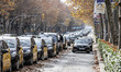 Concentration and demonstration of taxi drivers at the Gran Via street in Barcelona to pro...