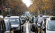 Concentration and demonstration of taxi drivers at the Gran Via street in Barcelona to pro...