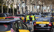 Concentration and demonstration of taxi drivers at the Gran Via street in Barcelona to pro...