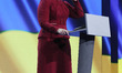 Yulia Tymoshenko, the Ukrainian politician and leader of the "Batkivshchyna" party, speaks...